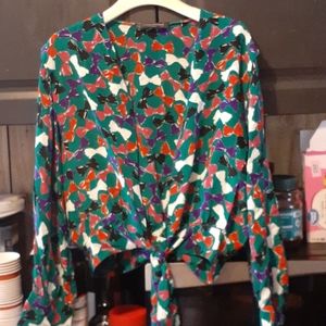 Louis feraud silk tie up shirt